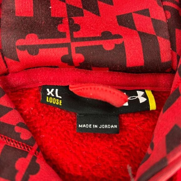 Under Armour UA Storm1 Hoodie Mens XL Loose Fit Red Fleece Pullover Sweatshirt - Picture 10 of 12